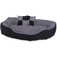 dibea DB00311 Hundebett - Hundekissen, Hundesofa abwischbar mit Wendekissen, 85 x 70 x 20 cm, schwarz/grau