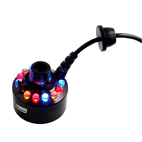 Fuloon 12 LEDs Mist-Maker Nebel-Luftbefeuchter 12 LEDs Nebel-Hersteller mit AC-Adapter mit Automatisch Farbwechsel