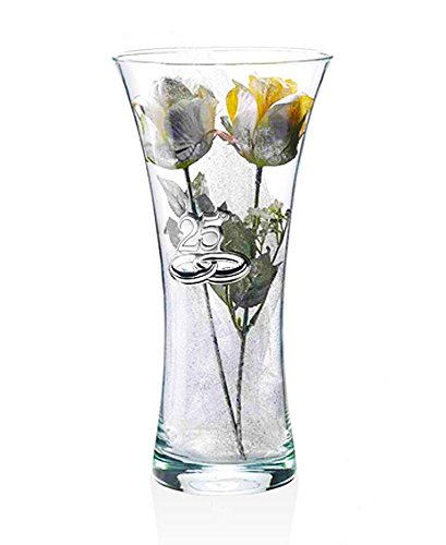 Maceta 25 aniversario matrimonio/cristal y plata altura/34/2R argenti cm