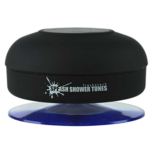 Preisvergleich Produktbild Splash Tunes Duschlautsprecher - Wasserdichte Bluetooth Duschlautsprecher, tragbar, HandsFree, Wireless, wasserdicht, Duschlautsprecher mit eingebautem Mikrofon und Saugnapf (schwarz) von FRESHeTECH
