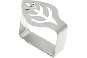 Coideal Lot de 8 pinces pour nappe décoratives en acier inoxydable épais - Pour pique-nique, barbecue, mariage, fête - Argenté - Feuille