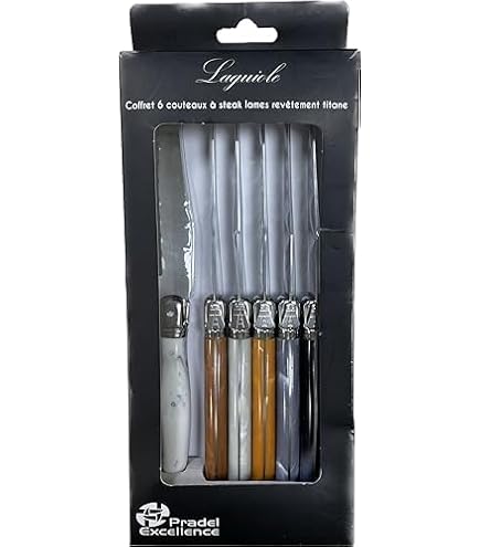 Set Di 6 Coltelli Laguiole - Lame In Acciaio Inox 1.2mm, Manici In ABS Nero, Fabbricazione Francese - Foto 2