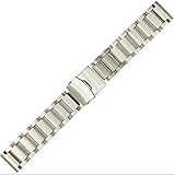 Uhrenband Uhrenarmband Uhrenarmbänder Eben Umweltfreundlicher Edelstahl 304L Gurt Doppelte Versicherungsschnalle Männer und Frauen Abnehmbar 190 * 20/22/23/24/25 * 3,5 mm (25mm, Silber)