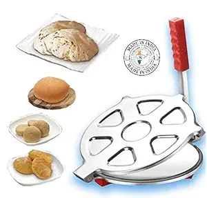 Antson Stainless Steel 7.5 inch Dia.Puri Maker Press Machine with Handle, Manual Stainless Steel Roti Press, Papad/Khakhra/Chapati Maker (18/10 Steel)