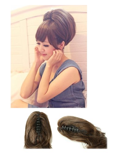X&Y ANGEL -New Short Ponytail Hair Piece Extension Wavy Claw Clip In/on Hairpiece PM004 (black)