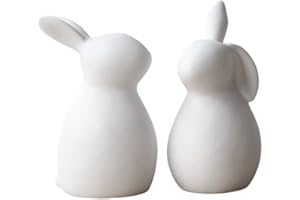 Muzrunq Figurine di Coniglietti pasquali Statue di Coniglio in Ceramica Bianca Decorazioni di Pasqua Animali Figura Giocattoli per Desktop Ornny di Coniglietti di Pasqua 2pcs
