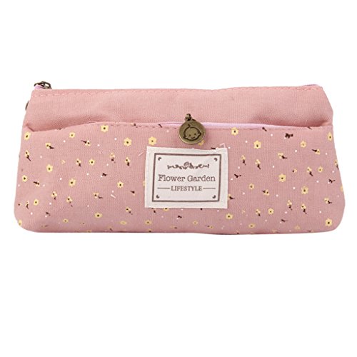 Leinwand Federmaeppchen Federmappe Federtasche Make-up Kulturtasche Rosa