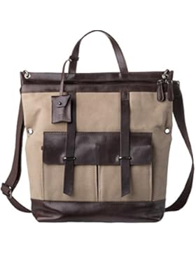 DUDU Damen Herren Tasche aus Leder und Canvas Hochformat Umwandelbar in Rucksack mit Reissverschluss und abnehmbarem...