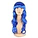 Accessotech Women's Sexy Long Curly Fancy Dress Wigs Cosplay Costume Ladies Full Wig Party Blue