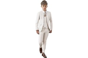 BOTONG Costume à revers en pointe pour garçons, coupe ajustée, avec veste, gilet et pantalon, idéal pour les fêtes, les événements formels et les mariages