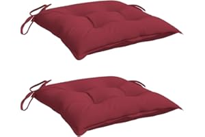 vidaXL Lot de 2 Coussins de Chaise, Galette de Siège avec Jeux de Cordes, Coussin d'Extérieur Imperméable, Rouge Bordeaux 40x40x7 cm Tissu Oxford