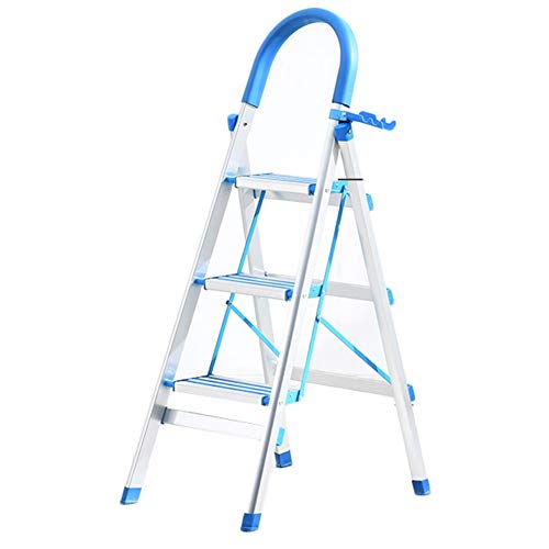 Preisvergleich Produktbild 3-stufiger Leiter-Klappleiter-Hocker, Utility-Multifunktions-Tritthocker, hohe Bank für Küche und Wohnzimmer (Farbe : Orange)