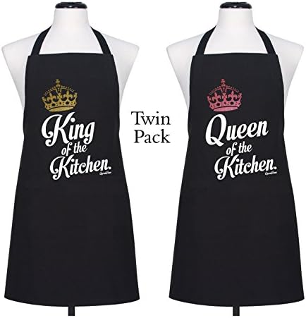 King and Queen of the Kitchen deluxe bib apron (King &amp; Queen (2 pack))