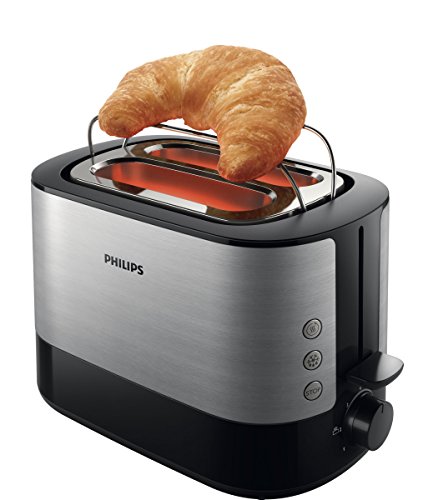Philips HD2637/90 Toaster, 7 Stufen, Brötchenaufsatz, Stopp-Taste, 1000 W, schwarz / edelstahl - 6