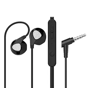 Pebble Zest BassBuds - Heavy Bass Ear-Pod Design Wired Earphones with Inbuilt Mic - Black