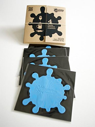 Set of 4 Funky BLUE Anti Slip Silicone Coasters