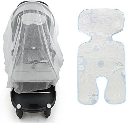 SunBeter Universal Insect Net and Summer Carts Mat, Elastic Stretches Pushchairs Full Cover Mosquito Net Summer Seats Breathable Cushion for Baby