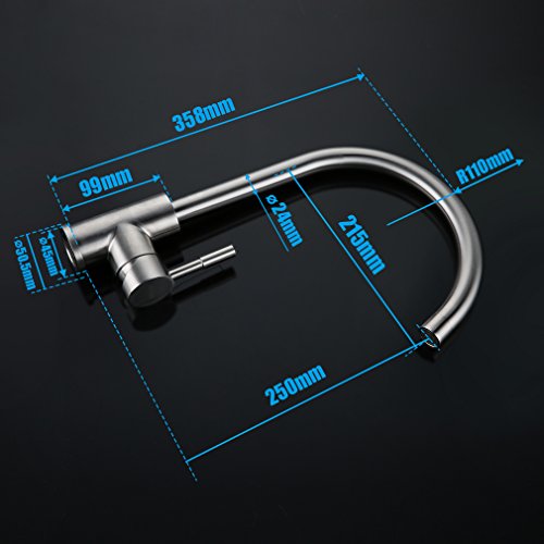 KINSE® 360° Küchenarmatur Wasserhahn Einhandmischer Waschbecken armaturen Edelstahl SUS304 Spültischarmaturen - 3