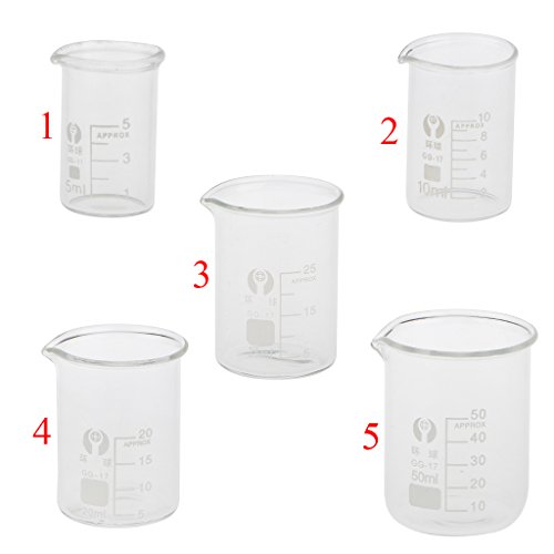 MagiDeal Niedrige Form Glas Messbecher Chemielabor Labor Becherglas Glaswaren 5ml - 3