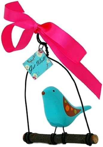 Rosso's International WB9 Bird on a Swing Get Well Birdhouse Ornament, 4 by 3 by 6-Inch, Set of 3
