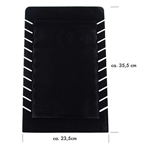 VENKON – Kettenständer für 10 Halsketten Organizer für Schmuck Aufbewahrung & Präsentation – Samt Schwarz – 35 x 23 cm - 3