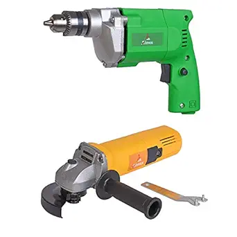 Aimex Electric Drill with Angle Grinder Machine with Accessories (Yellow, 10mm)