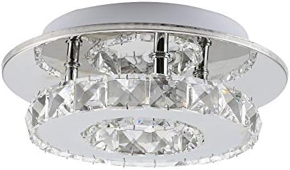 ColdShine Modern 12W 20CM Modern Round LED Crystal Ceiling Lights Chandeliers Aisle Lights for Dining Room Bathroom Bedroom Livingroom