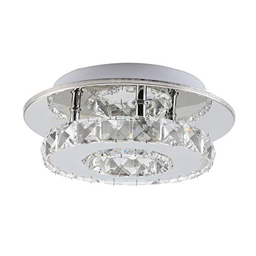 ColdShine Modern 12W 20CM Modern Round LED Crystal Ceiling Lights Chandeliers Aisle Lights for Dining Room Bathroom Bedroom Livingroom