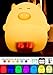 Produktbild LED Nachtlicht, FTUNG Wake-up Light, Lichtwecker,Aufwachen mit Licht, 2 Pig Sound Alarm, Kinder Silikon LED Nachtlicht mit 7 Beleuchtung, Stimmung Lampe mit 18650 Akku, Temperatur und Datum, Yoga Lampe, dimmbares Warmweiß/Farbwechsel mit Touch Schalter für Babys Zimmer,Schlafzimmer, Wohnräume, Camping, Picknick Indoor/Outdoor