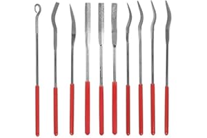 Bestgle 10 Pcs Assortis Mini Lime Diamant Ensemble Aiguille Plate Carrée Forme Ronde Fichiers Riffler pour Bijoutiers En Métal Verre Sculpture Sur Bois Artisanat 3x140mm