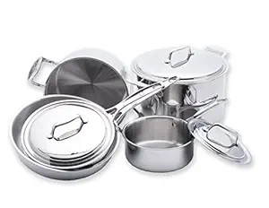 Usa Pan Cookware 5-Ply Stainless Steel Cookware Set, Oven And Dishwasher Safe, 8 Piece Set