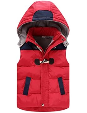 Daunenweste ultraleichte Winterjacke mit Vlies Weste Jungen Maedchen Aermellos mit Kapuze 2-7 Jahre Vine