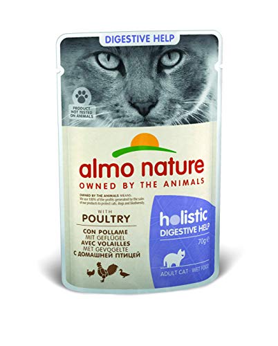 Almo Nature Holistic Digestive Help Wet Cat Food with Poultry (Pack of 30 x 70g Pouches) 100% of Almo Nature profit goes to nature