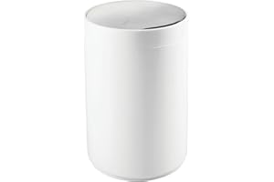 mDesign Kosz łazienkowy z pokrywą obrotową, okrągły, plastikowy kosz na śmieci do łazienki lub sypialni, stylowy mały kosz na śmieci z pokrywą uchylną, biały/chrom