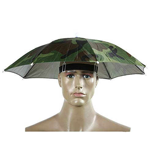 Preisvergleich Produktbild Queta Hut Regenschirm, Camouflage Faltbarer Sonnenschutz Schirm Kappe Verstellbar Outdoor Kopfbedeckung Sonne Regen Kopfschirm