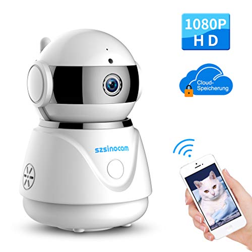 Preisvergleich Produktbild Wlan IP Kamera, SZSINOCAM 1080P FHD WIFI Überwachungskamera mit Nachtsicht Bewegungserkennung Zwei-Wege-Audio Schwenkbar Home Kamera Baby Monitor Mobile App Kontrolle mit Cloud-Service