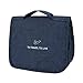 Produktbild CHshe Hängende Aufbewahrungstasche, Mehrere Taschen Zipper Großes Kulturbeutel Zusammen Klappbarer Make-Up Kit Reisen Organizer Tasche mit Haken für Männer & Frauen (Marine)