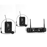 La batería de este juego de micrófonos es de larga duración y la banda de frecuencia es de 823-832MHz. Incluye además una práctica pantalla LCD.