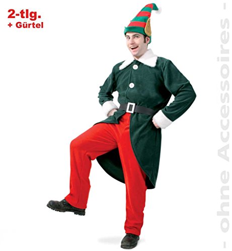 Preisvergleich Produktbild Kostüm "Weihnachtself", für Erwachsene, Weihnachtsmanngehilfe Elfe Kobold Weihnachten 2-tlg. Oberteil mit Hose und Gürtel (XXX-Large)