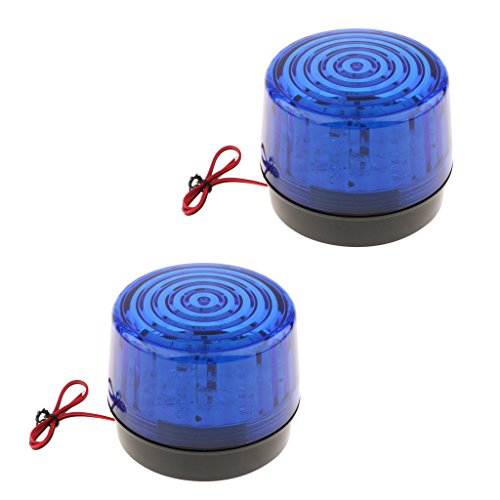 Preisvergleich Produktbild Gazechimp 2x Rund Verkehr Arbeitszone Blitzleuchte Blinklampe Warnleuchte Alarmlampen 12V DC, 120mA Signalalmpe -Blau