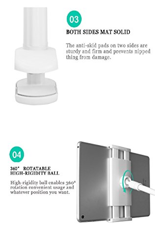 TOAOB Silber 360 Drehen Handyhalter Desktop-Ständer 84-127cm Flexibel Langen Arm Schwanenhals Halterung Tablet Halterung für 4-10,6 Zoll Android und Apple Device - 4