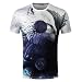 Produktbild Bovake Herren Party Tier Digital Printing Tees Shirt Modedruck Freizeit T-Shirt Persönlichkeit Camouflage Rundhalsausschnitt Männer Casual Schlank Kurzarm-Shirt (Weiß, S)