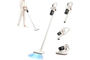 Gntodebj 4-in-1 Aspiradora sin Cable, 45000rpm Aspirador Inalámbrico Potente Succión con Lámpara UV de 253nm para Alfombras, Suelos Duros y Pelo de Mascotas