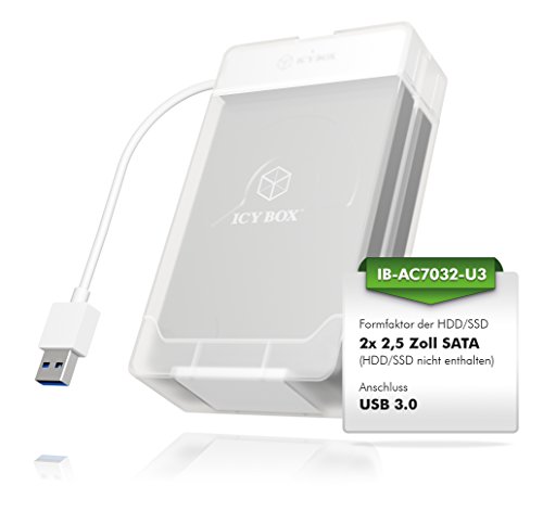Icy Box IB-AC7032-U3 USB 3.0 Adapter für 2,5 Zoll SATA Festplatten und SSDs inkl. Doppel-Schutzbox, SATA III, UASP, weiß - 3
