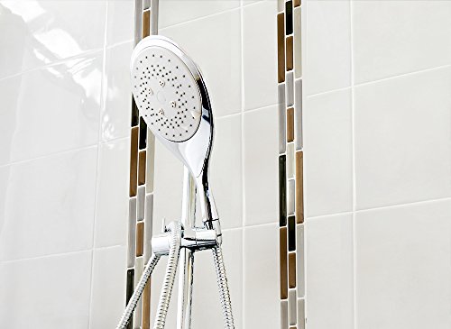 5 Stück 27,9 x 4,3 cm Wandora selbstklebende 3D Mosaik Fliesenaufkleber W1425 kupfer dunkelgrau silber Ziegel - 4