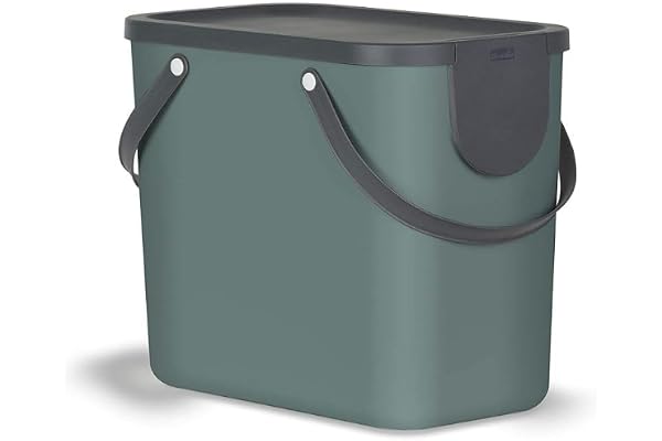 Rotho Albula Système de séparation des déchets 25l pour la cuisine, Plastique (PP) sans BPA, vertfoncé/anthracite, 25l (40.0 x 23.5 x 34.0 cm)