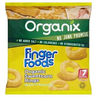 Preisvergleich Produktbild Organix Finger Foods Organic Crunchy Sweetcorn Rings Stage 2 From 7+ Mths 20G