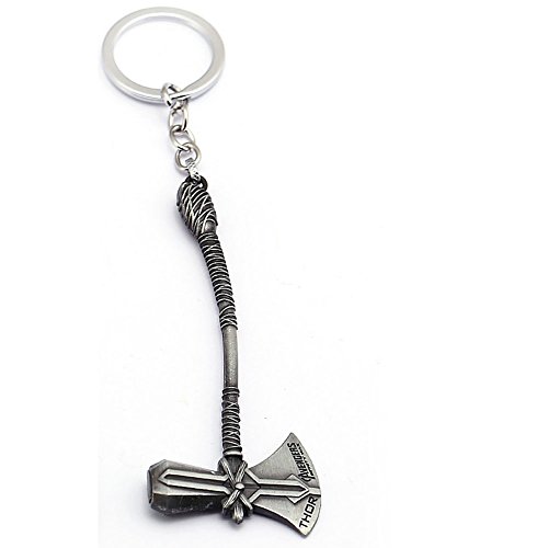 JLZK Avengers 4 Gant Porte-clé Or GOLVE Thanos Hache Porte-clés Inficauté Guerre Thor Hammer Accessoires pour Les Fans (Hache de Thor-Argent Antique)
