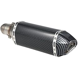 KKmoon 38-51mm échappement Tuyau Silencieux Fibre de Carbone Couleur Petit Hexagonv Oblique Queue Refit avec Adapté pour les Motos VTT Universal