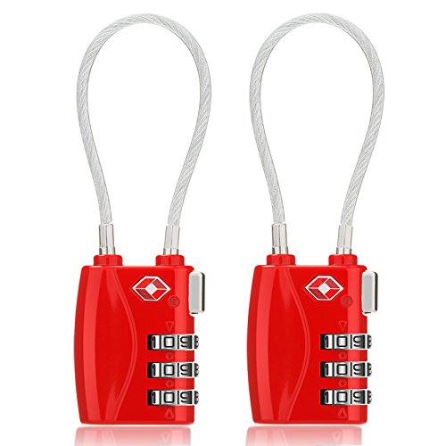 TSA cadenas à bagages,3 chiffres codes de cadenas combinaison ?2 Pack Rouge?